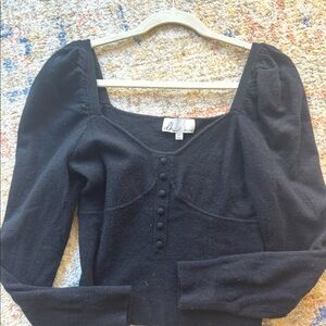 Anthropologie Black Square Neck Sweatee